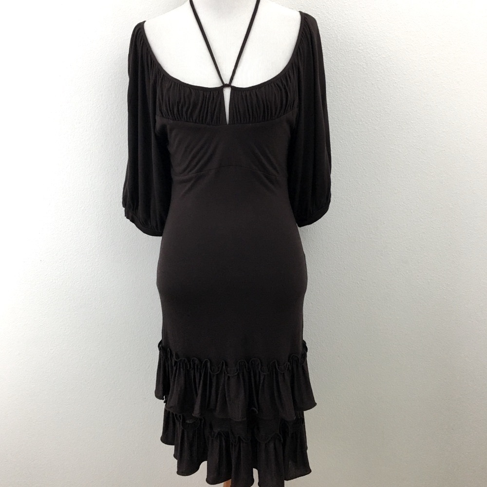 🔴 To The Max | Dark Brown Ruffled Dress